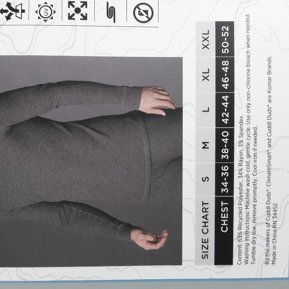 NWT Men's Long Sleeve Crew Waffle Thermal Baselayer Top Small - Picture 2 of 3